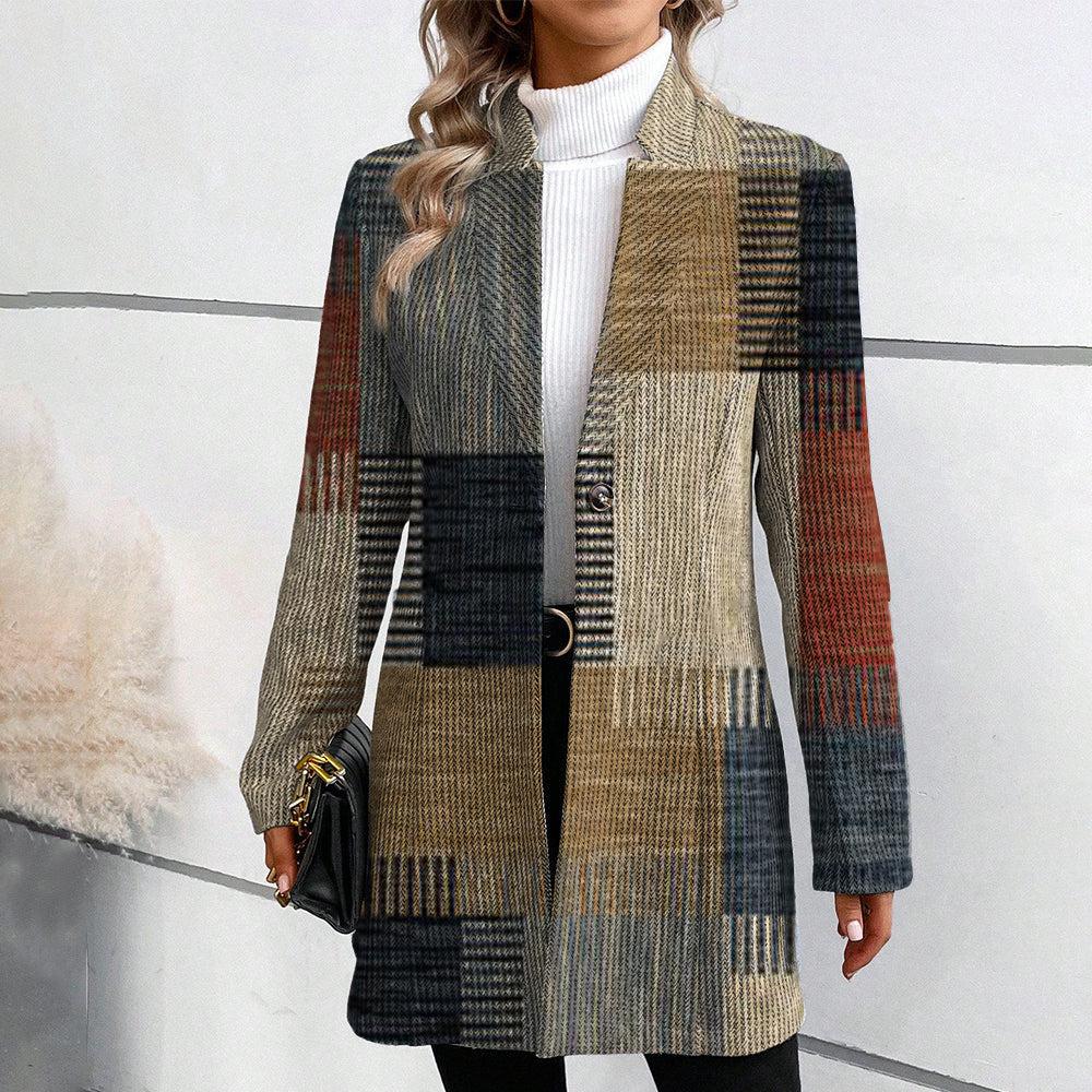 Marina™ - Chic Plaid Blazer Coat