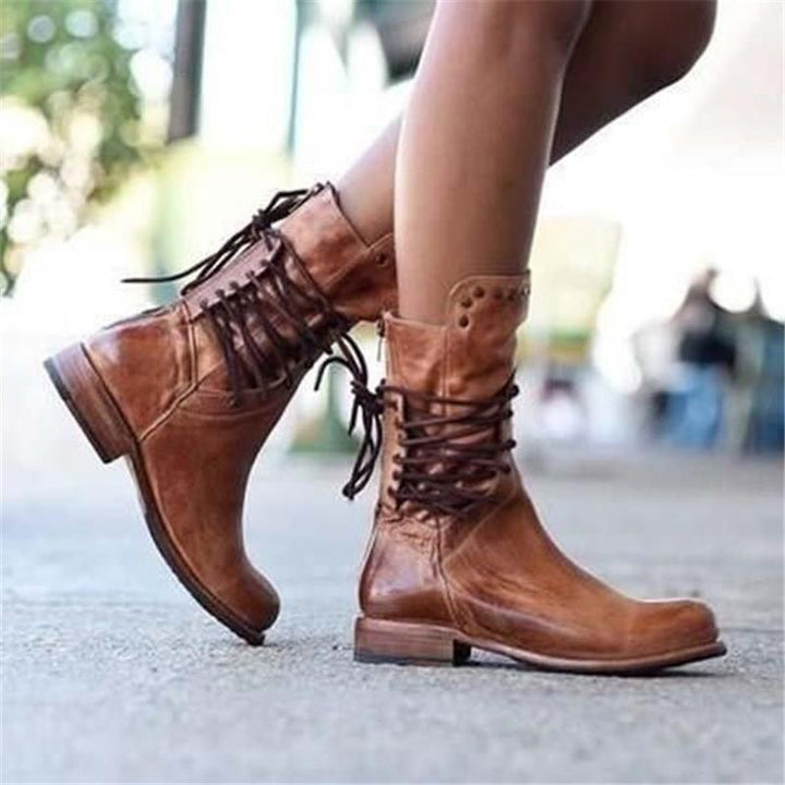 Marceline™ - Vintage Leather Lace-Up Boots
