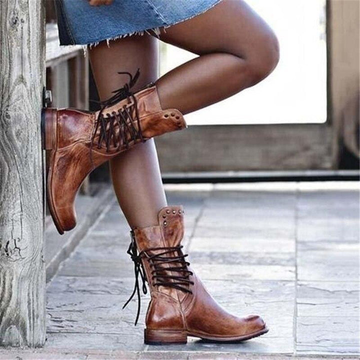 Marceline™ - Vintage Leather Lace-Up Boots