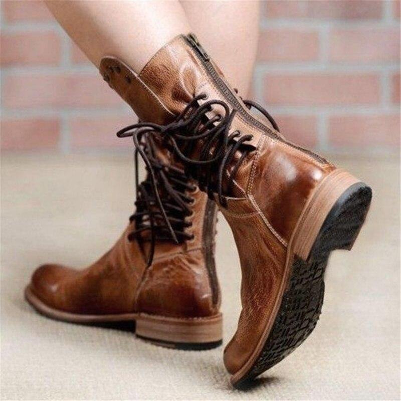 Marceline™ - Vintage Leather Lace-Up Boots