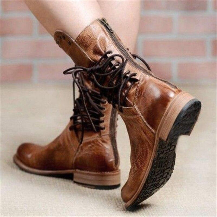 Marceline™ - Vintage Leather Lace-Up Boots