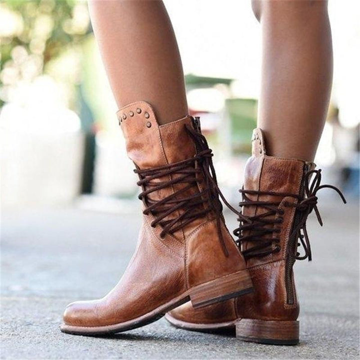 Marceline™ - Vintage Leather Lace-Up Boots