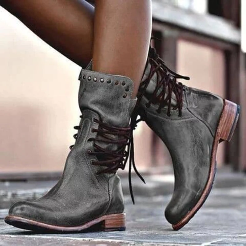 Marceline™ - Vintage Leather Lace-Up Boots