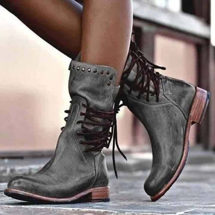 Marceline™ - Vintage Leather Lace-Up Boots