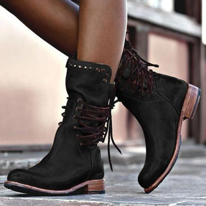 Marceline™ - Vintage Leather Lace-Up Boots